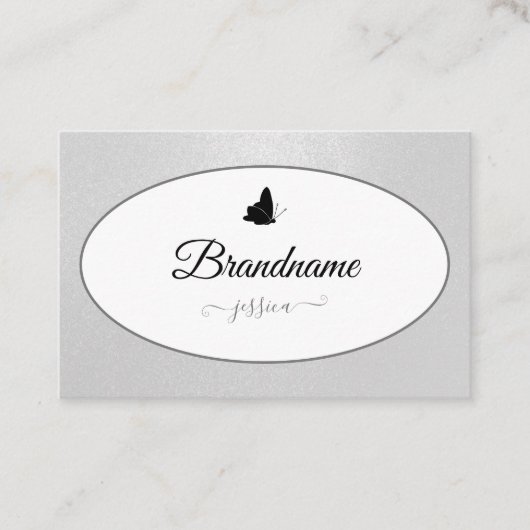 Elegant Silver Glitter Gradient Circle Lijst Visitekaartje (Voorkant)