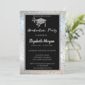 Elegant Silver Glitter Gradup, Confetti Kaart (Staand voorkant)