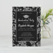 Elegant Silver Glitter Gradup, Swirls Kaart (Staand voorkant)