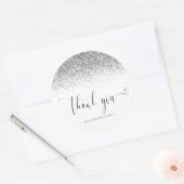 Elegant Silver Glitter Hartelijk dank Ronde Sticker (Envelop)