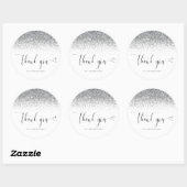Elegant Silver Glitter Hartelijk dank Ronde Sticker (Vel)