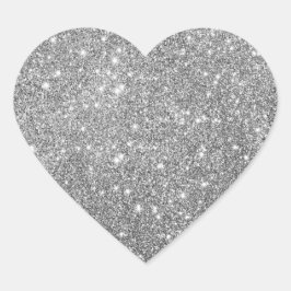 Elegant Silver Glitter Heart Sticker