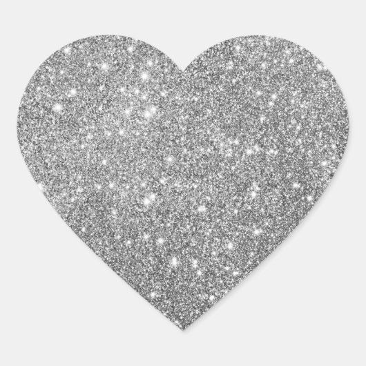 Elegant Silver Glitter Heart Sticker (Voorkant)