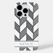 Elegant Silver Glitter Herringbone Chevron Pattern Case-Mate iPhone Case (Achterkant)