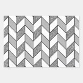Elegant Silver Glitter Herringbone Chevron Pattern Inpakpapier Vel (Voorkant)