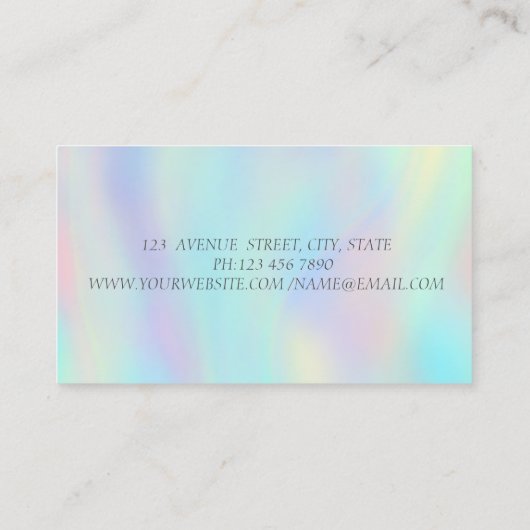 Elegant Silver Glitter-hoofdtelefoonholografisch Visitekaartje (Achterkant)