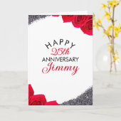 Elegant Silver Glitter Husband 25e Jubileum Kaart (Gele Bloem)