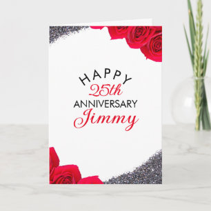 Elegant Silver Glitter Husband 25e Jubileum Kaart