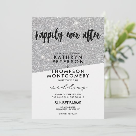 Elegant Silver Glitter is gelukkig altijd na het h Kaart (Staand voorkant)