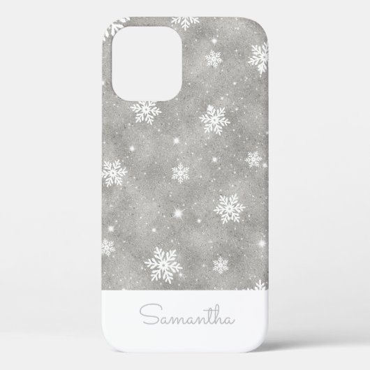 Elegant Silver Glitter-kerstboomschilderpatroon Case-Mate iPhone Case (Achterkant)