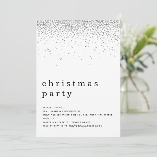 Elegant Silver Glitter-kerstfeest Kaart (Staand voorkant)