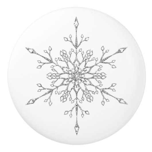 Elegant Silver Glitter Kerstfeestdag Snowflake Keramische Knop (Voorkant)