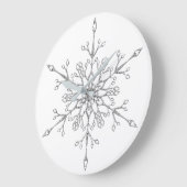 Elegant Silver Glitter Kerstmis Snowflake Holiday Grote Klok (Hoek)