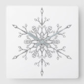 Elegant Silver Glitter Kerstmis Snowflake Holiday Grote Klok (Voorkant)
