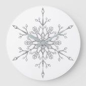 Elegant Silver Glitter Kerstmis Snowflake Holiday Grote Klok (Voorkant)