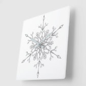 Elegant Silver Glitter Kerstmis Snowflake Holiday Grote Klok (Hoek)