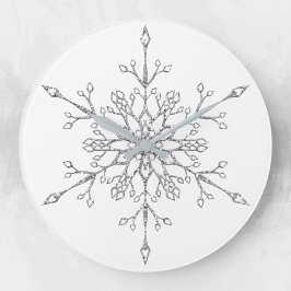 Elegant Silver Glitter Kerstmis Snowflake Holiday Grote Klok