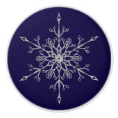 Elegant Silver Glitter Kerstmis Snowflake Navy Keramische Knop (Voorkant)