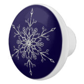 Elegant Silver Glitter Kerstmis Snowflake Navy Keramische Knop (Rechts)