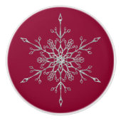 Elegant Silver Glitter Kerstmis Snowflake Red Keramische Knop (Voorkant)