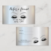 Elegant Silver Glitter Lashes Referral-Kaart Aanbevelingskaartje (Voorkant / Achterkant)