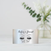 Elegant Silver Glitter Lashes Referral-Kaart Aanbevelingskaartje (Staand voorkant)
