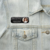 Elegant Silver Glitter Magnetic Employee Photo Naamplaatje (In situ)