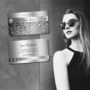 Elegant Silver Glitter met Sparkle Jewels Quality Visitekaartje