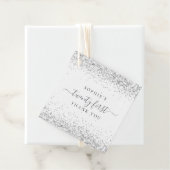 Elegant Silver Glitter Name 21e Dank u Bedankjes Labels (In situ)