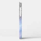 Elegant Silver Glitter Ombre, Diamonds Monogram Case-Mate iPhone Case (Achterkant / Links)