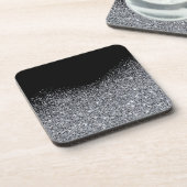 Elegant Silver Glitter op Black. Onderzetters (Linkerzijde)