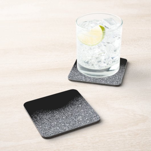 Elegant Silver Glitter op Black. Onderzetters (Rechterzijde)
