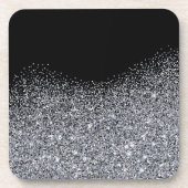 Elegant Silver Glitter op Black. Onderzetters (Voorkant)