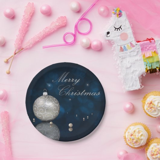 Elegant Silver Glitter Ornament - Bord papier (Feest)