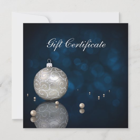 Elegant Silver Glitter Ornament Cadeaubon (Voorkant)
