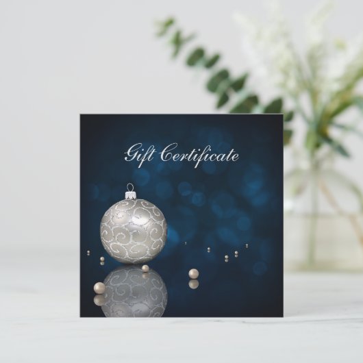 Elegant Silver Glitter Ornament - Cadeaubon (Staand voorkant)