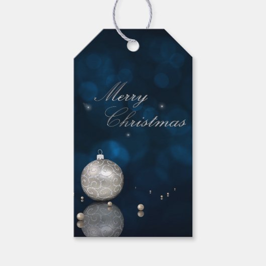 Elegant Silver Glitter Ornament - Gift Label Cadeaulabel (Voorkant)
