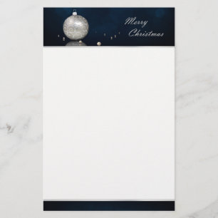 Elegant Silver Glitter Ornament - Stationery Briefpapier