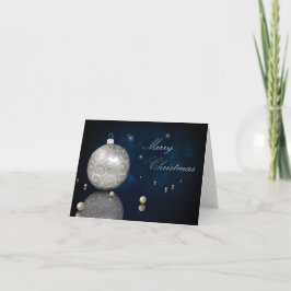 Elegant Silver Glitter Ornament - Wenskaart Feestdagen Kaart