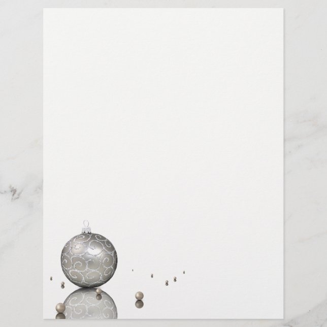 Elegant Silver Glitter Ornament - Xmas Letterhead (Voorkant)