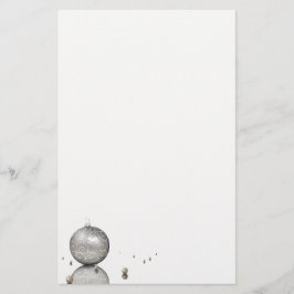 Elegant Silver Glitter Ornament - Xmas Stationery Briefpapier