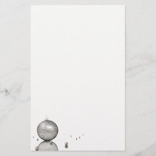Elegant Silver Glitter Ornament - Xmas Stationery Briefpapier (Voorkant)