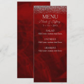 Elegant Silver Glitter over het menu Rood huwelijk (Voorkant / Achterkant)