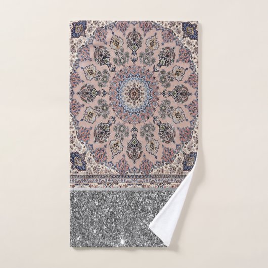 Elegant Silver Glitter Persian Carpet Bad Handdoek (Handdoek)