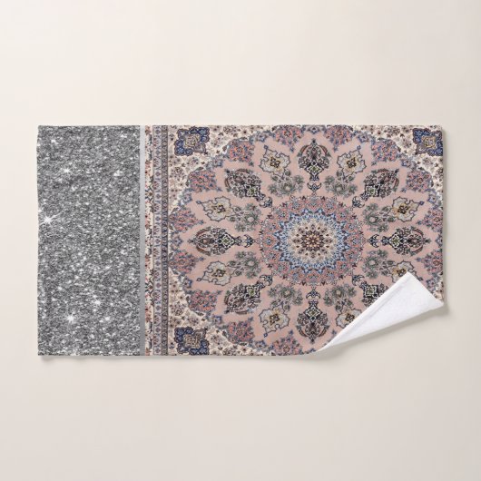 Elegant Silver Glitter Persian Carpet Bad Handdoek (Handdoek)