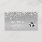 Elegant Silver Glitter Photo QR Code  Visitekaartje (Achterkant)