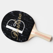 Elegant Silver Glitter plus aangepaste monogram na Tafeltennisbatje (Zijkant)