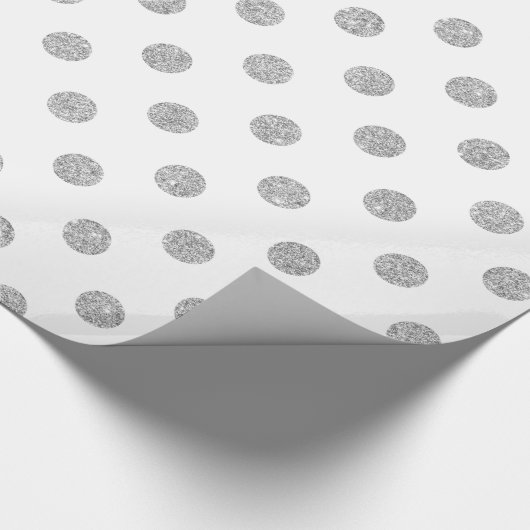 Elegant Silver Glitter Polka Dots Pattern Cadeaupapier (Hoek)