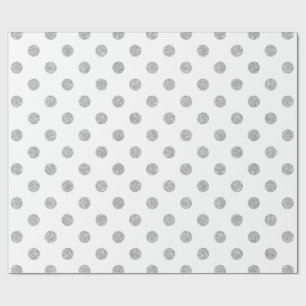 Elegant Silver Glitter Polka Dots Pattern Cadeaupapier
