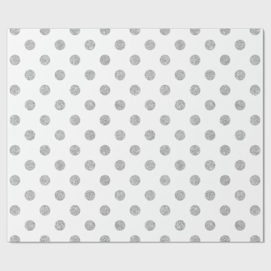 Elegant Silver Glitter Polka Dots Pattern Cadeaupapier (Vlak)